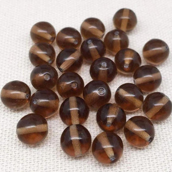 25 Translucent Brown Czech Round Glass Beads