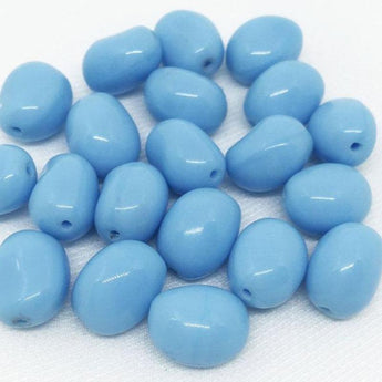 20 Vintage Blue Czech Oval Glass Beads