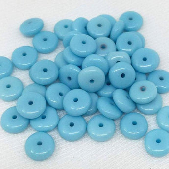 50 Vintage Blue Turquoise Czech Rondelle Glass Beads