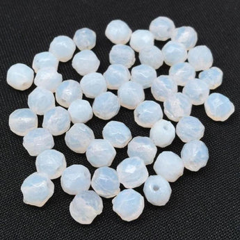 50 Vintage Baroque White Opalescent Glass Beads