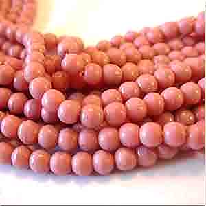 100 Vintage Czech Opaque Rose Round Glass Beads #1268