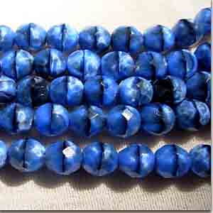 10 Vintage Black Blue Faceted Glass Beads #8702