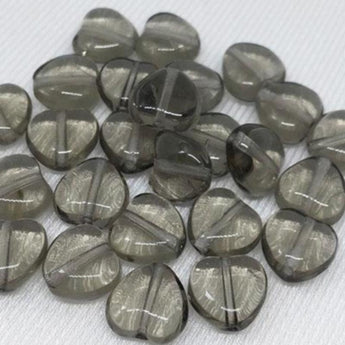 25 Black Diamond Czech Heart Glass Beads