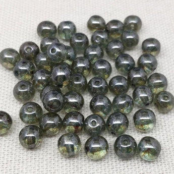 50 Aqua Green Czech Round Picasso Glass Beads