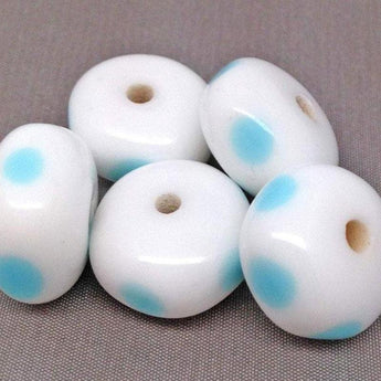 10 Vintage Turquoise White Japan Glass Beads