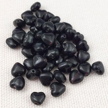 50 Translucent Dark Garnet Czech Heart Glass Beads