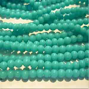 100 Vintage Japan Turquoise Round Glass Beads #9256