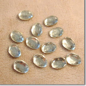 12 Vintage Clear Crystal Oval Glass Cabochons  #8318