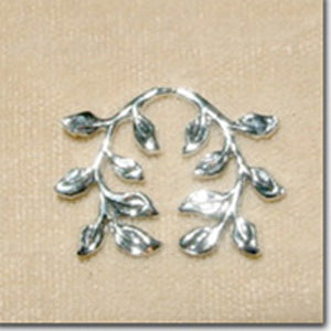 6 Vintage Plated Silver Twin Leaves Metal Stampings #7070