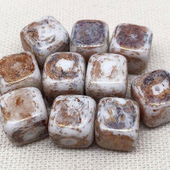 10 Vintage Picasso Austrian Cube Glass Beads