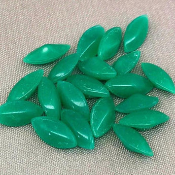 25 Vintage Opalescent Jade Green Navette Glass Cabochons