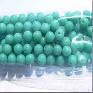 50 Vintage Japan Green Turquoise Round Glass Beads #8862