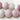 6 Vintage Japan White Pink Striped Round Glass Beads #3791