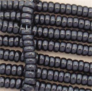 100 Vintage Black Rondelle Glass Beads #7059