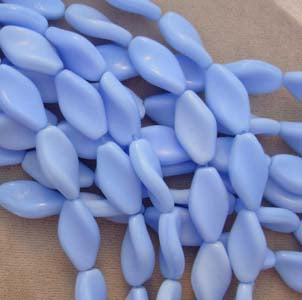 15 Vintage German Periwinkle Blue Oval Twist Glass Beads #4865