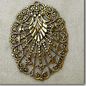 2 Vintage Lacy Gold Plated Filigree Metal Pendants