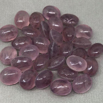 10 Light Amethyst Oval Glass Stones