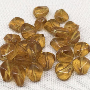 25 Vintage Honey Topaz Japan Glass Beads