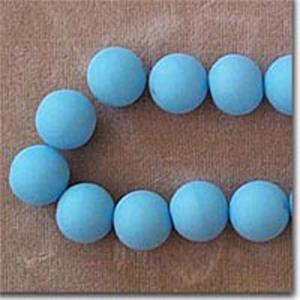 10 Vintage Matte Powder Blue Round Glass Beads #4617