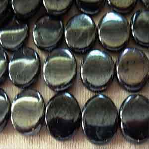 25 Vintage Hematite Coin Glass Beads #3100