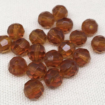 20 Vintage Topaz German Faceted Round Glass Beads