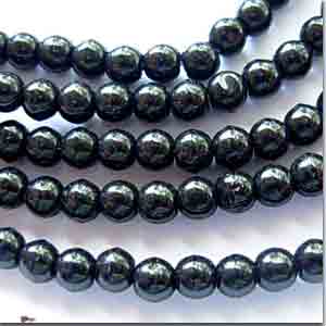 100 Vintage Czech Black Druk Round Glass Beads #8817