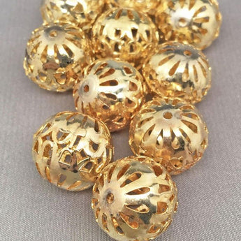 10 Vintage Gold Plated Filigree Beads