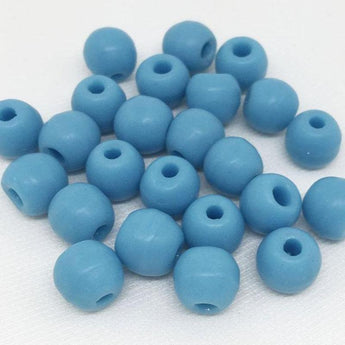 25 Vintage Handmade Matte Blue Glass Beads