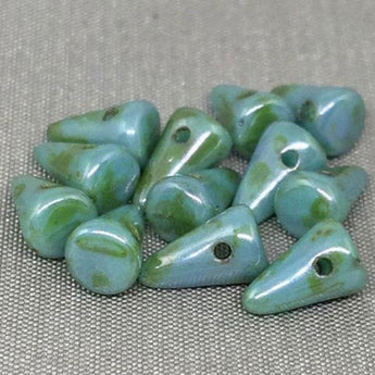 12 Handmade Turquoise Picasso Czech Spike Glass Beads