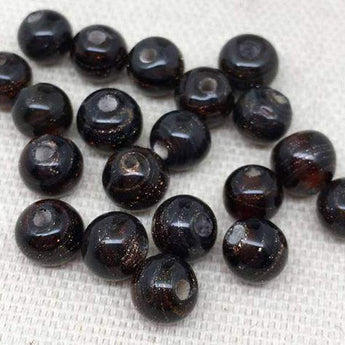 20 Vintage Dark Red Aventurine Round Metallic Beads