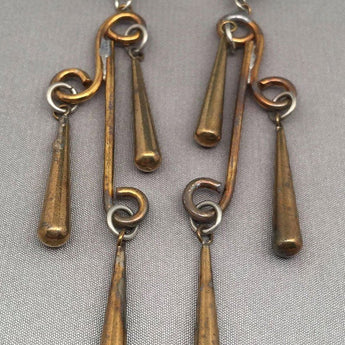 2 Vintage Brass Dangle Earrings for Repurpose