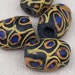 4 Vintage Handmade Black African Trade Glass Beads 17mm