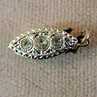 2 Vintage Tiny Silver Rhinestone Clasps #200172