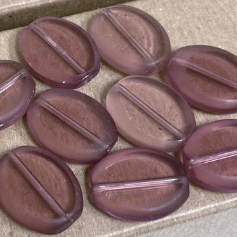 10 Vintage Amethyst Czech Window Oval Glass Beads