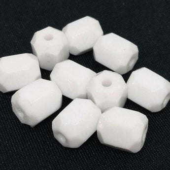 10 Vintage White German Glass Beads