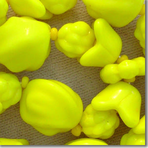 1 Strand Vintage Czech Yellow Berry Floral Mixed Glass Beads #4975