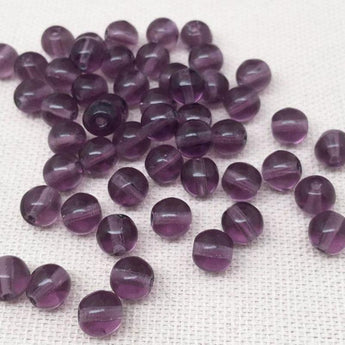 50 Translucent Purple Czech Round Glass Beads